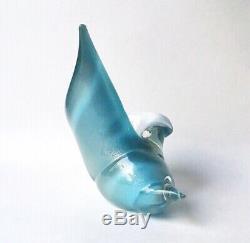 Vintage Alfredo Barbini Powder Blue Murano Glass Seashell Ashtray, 1950s Italy