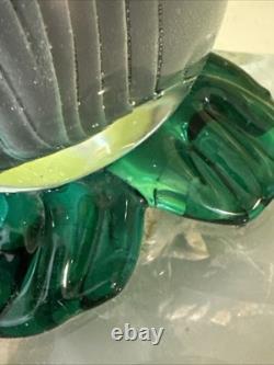 Vintage Alfredo Barbini VAMSA Murano Green Glass Duck Sfumato Bullicante, 11.5