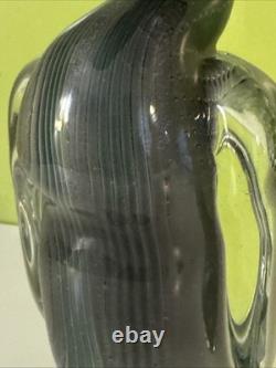 Vintage Alfredo Barbini VAMSA Murano Green Glass Duck Sfumato Bullicante, 11.5