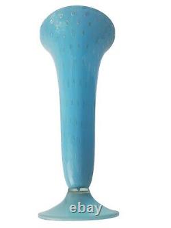Vintage Alfredo Barbini W112 Turquoise Gold Murano Glass Bubble Vase 14