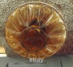 Vintage Amber Bubble Glass Hanging Pendant Light Fixture Blown Glass Murano