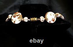 Vintage Antique 30s Art Deco Venetian Murano Aventurine Gold Glass Bead Necklace