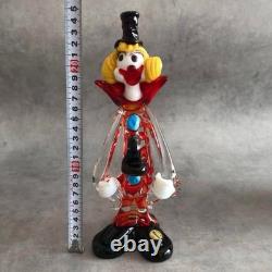 Vintage Antique Venetian Murano Glass Clown Figurine Height 24cm From Japan