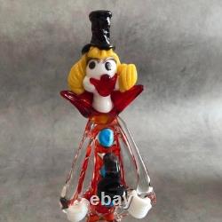 Vintage Antique Venetian Murano Glass Clown Figurine Height 24cm From Japan