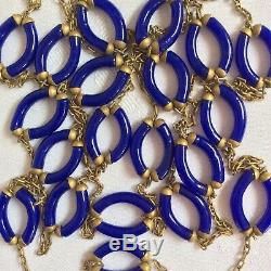 Vintage Archimede Seguso 55 Art Deco Revival Blue Murano Glass Chain Necklace