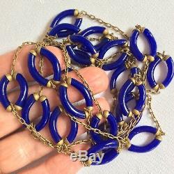 Vintage Archimede Seguso 55 Art Deco Revival Blue Murano Glass Chain Necklace