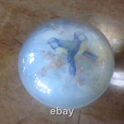 Vintage Archimede Seguso Blue Birds Murano Glass Dome Paperweight Paper Label