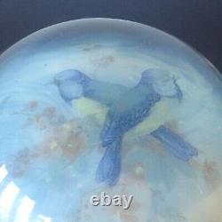 Vintage Archimede Seguso Blue Birds Murano Glass Dome Paperweight Paper Label