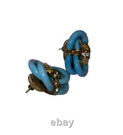 Vintage Archimede Seguso CHANEL Murano Glass Stud Earrings 1950s Turquoise Tone