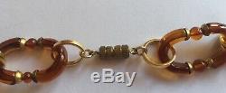 Vintage Archimede Seguso Chanel Murano Glass Link Amber 27 Unsigned Necklace