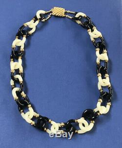 Vintage Archimede Seguso For Chanel 2 Color Murano Glass Chain Necklace 21