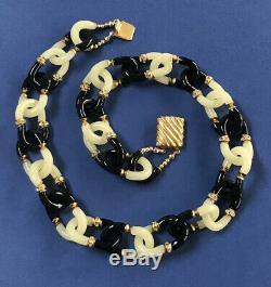 Vintage Archimede Seguso For Chanel 2 Color Murano Glass Chain Necklace 21