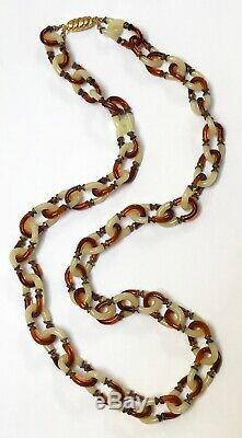 Vintage Archimede Seguso For Chanel 2 Color Murano Glass Chain Necklace 35