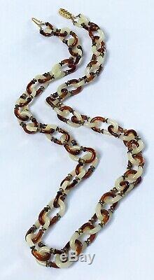 Vintage Archimede Seguso For Chanel 2 Color Murano Glass Chain Necklace 35