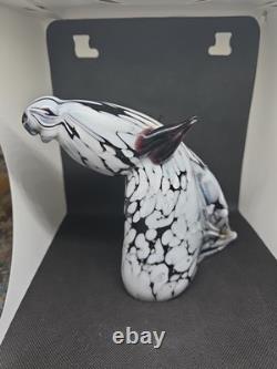 Vintage Archimede Seguso Italian Bianco Nero White/Black Murano Glass Horse