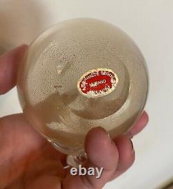 Vintage Archimede Seguso MURANO Art Glass Gold Leaf Egg Paperweight w Label 4