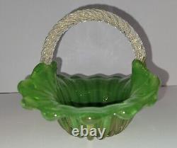 Vintage Archimede Seguso Murano Art Glass Basket 1487