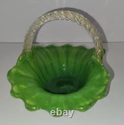 Vintage Archimede Seguso Murano Art Glass Basket 1487