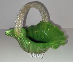 Vintage Archimede Seguso Murano Art Glass Basket 1487