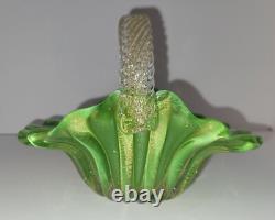 Vintage Archimede Seguso Murano Art Glass Basket 1487