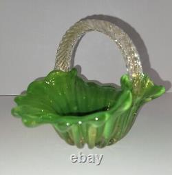 Vintage Archimede Seguso Murano Art Glass Basket 1487