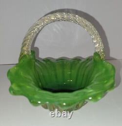 Vintage Archimede Seguso Murano Art Glass Basket 1487