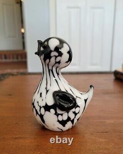 Vintage Archimede Seguso Murano Black & White Bird/Duck Art Glass