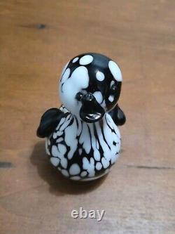 Vintage Archimede Seguso Murano Black & White Bird/Duck Art Glass