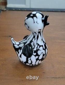 Vintage Archimede Seguso Murano Black & White Bird/Duck Art Glass