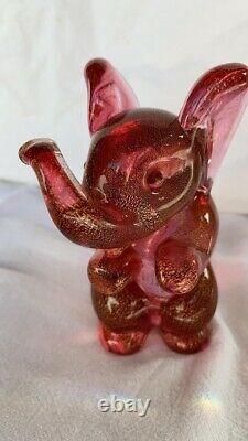 Vintage Archimede Seguso Murano Elephant Art Glass Pink with Label