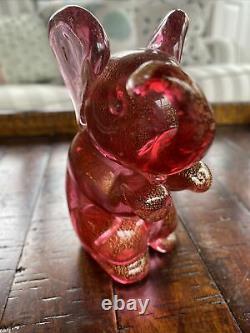 Vintage Archimede Seguso Murano Elephant Art Glass Pink with Label