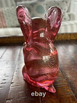 Vintage Archimede Seguso Murano Elephant Art Glass Pink with Label