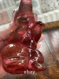 Vintage Archimede Seguso Murano Elephant Art Glass Pink with Label