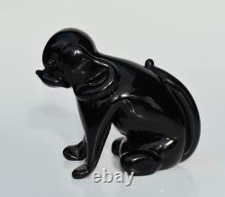 Vintage Archimede Seguso Murano Glass Dog Figurine NERO Original Label to Base