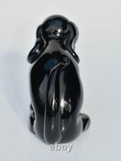 Vintage Archimede Seguso Murano Glass Dog Figurine NERO Original Label to Base