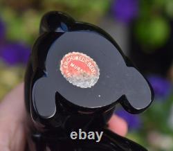 Vintage Archimede Seguso Murano Glass Dog Figurine NERO Original Label to Base