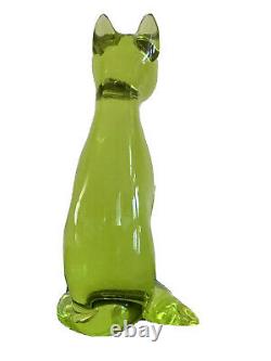 Vintage Archimede Seguso Murano Glass Lime Green Cat Figurine Sculpture