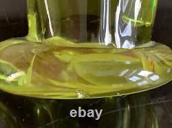 Vintage Archimede Seguso Murano Glass Lime Green Cat Figurine Sculpture