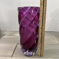 Vintage Archimede Seguso Style Murano Glass Amethyst Spiral Vase