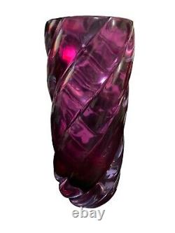 Vintage Archimede Seguso Style Murano Glass Amethyst Spiral Vase