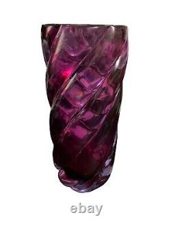 Vintage Archimede Seguso Style Murano Glass Amethyst Spiral Vase