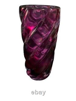 Vintage Archimede Seguso Style Murano Glass Amethyst Spiral Vase