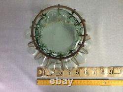 Vintage Art Deco Glass Vase in Metal Cage Frame Glass Hand Blown Murano Style