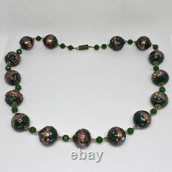 Vintage Art Deco Venetian Murano Green Wedding Cake Retro Glass beads