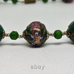 Vintage Art Deco Venetian Murano Green Wedding Cake Retro Glass beads