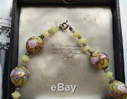 Vintage Art Deco Venetian Murano Wedding Cake Custard Glass Beads Necklace Gift