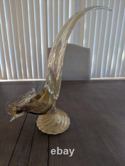 Vintage Art Glass Bird Sculpture Gold Figure Large Murano