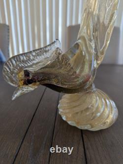 Vintage Art Glass Bird Sculpture Gold Figure Large Murano