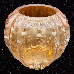 Vintage Art Glass Copper Aventurine Canister Cookie Jar Glass Shell Lid Glittery