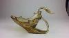 Vintage Art Glass Gold Clear Swan Shaped Planter